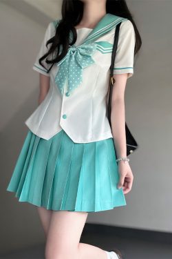 Japanese Style JK Uniform Dress with Bow Tie, Solid Color Pudding Bear Inspired Design