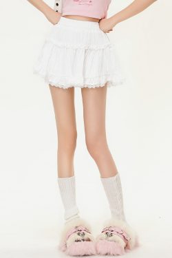 Japanese-Style Lace Spliced A-Line Puff Skirt for Women - High-Waisted, Slimming Summer Fashion, Versatile Niche Half Skirt