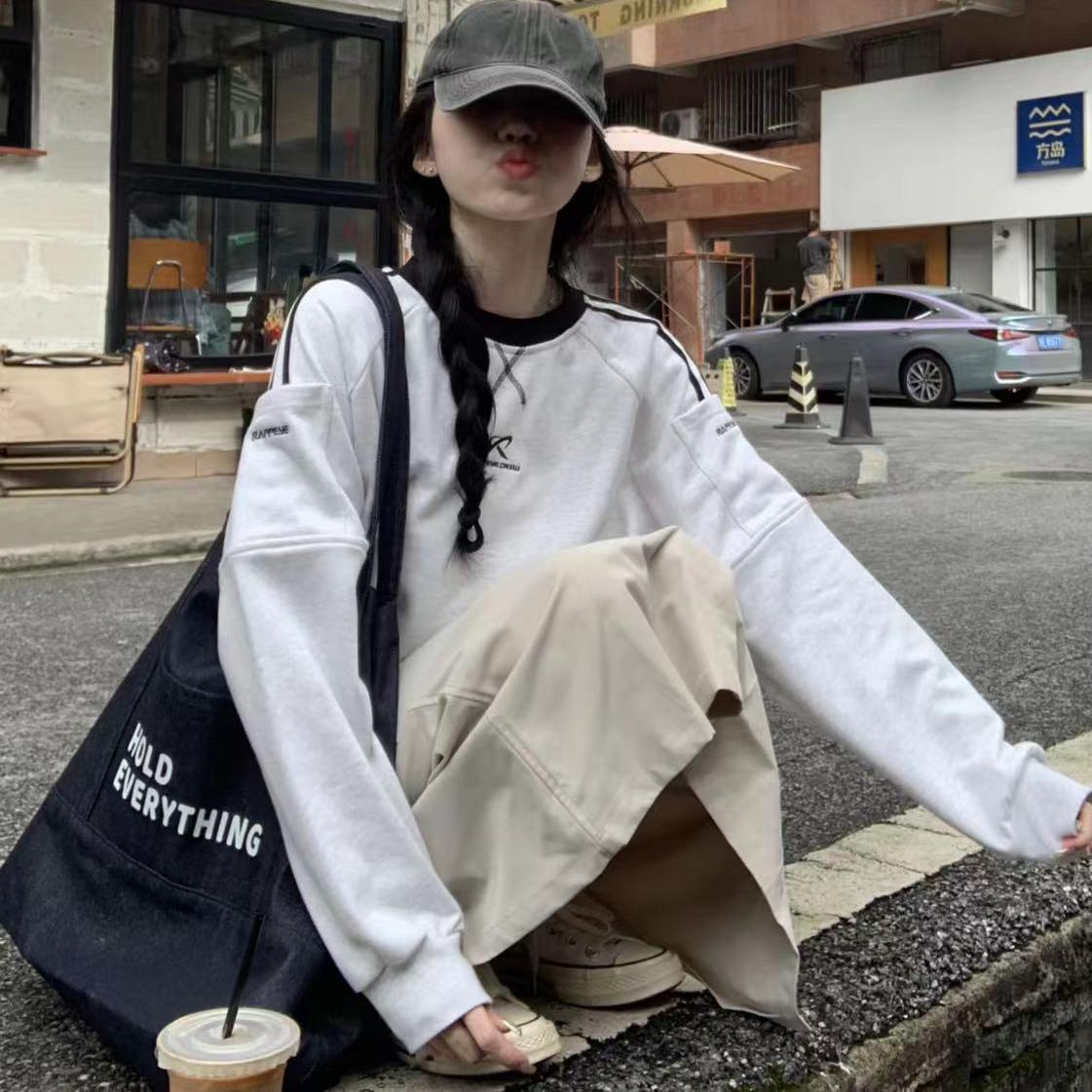 Japanese-Style Large Capacity Denim Canvas Tote Bag - Retro Minimalist Letter Design for Shopping & Commuting Japanese-Style Large Capacity Denim Canvas Tote Bag - Retro Minimalist Letter Design for Shopping & Commuting