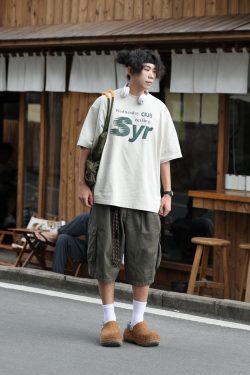 Japanese-Style Letter Print Heavyweight Round Neck Short Sleeve T-Shirt for Men - Loose Versatile Summer Tee