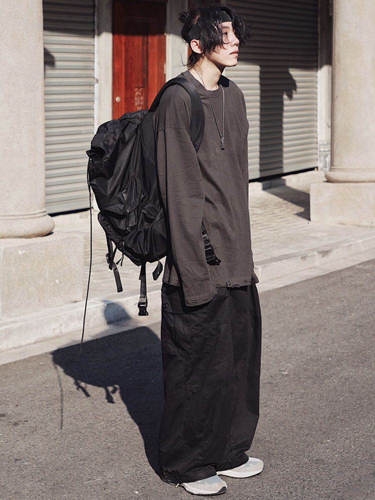 Japanese-Style Loose Drawstring Wide-Leg Work Pants for Men - Summer Harajuku Fashion, Trendy Casual Trousers Japanese-Style Loose Drawstring Wide-Leg Work Pants for Men - Summer Harajuku Fashion, Trendy Casual Trousers