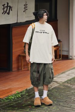 Japanese Style Loose Fit Summer T-Shirt for Men – Fun Printed Short Sleeve Round Neck Tee, Versatile 90s-Inspired Fashion