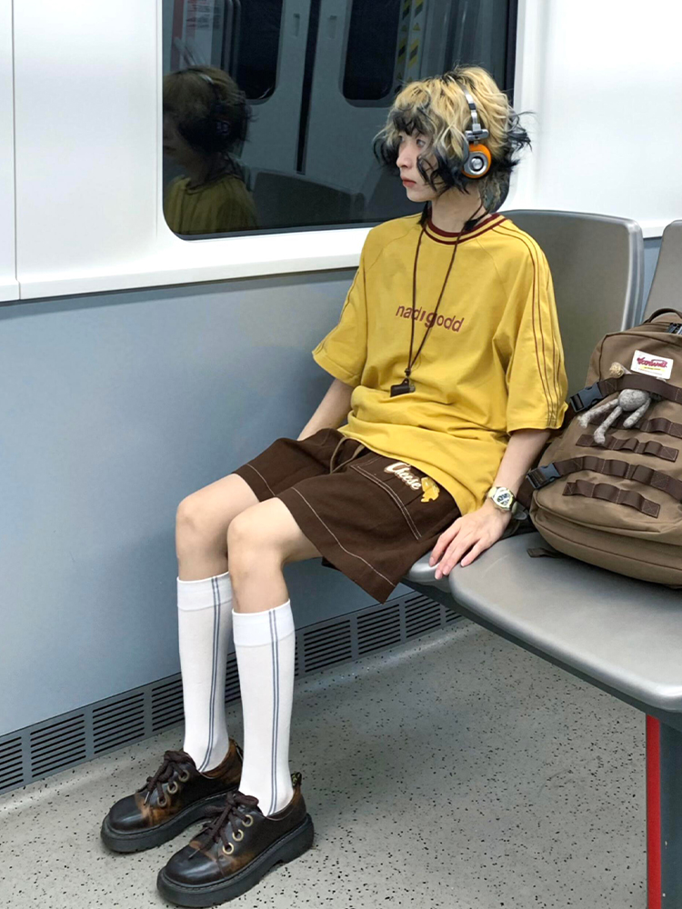 Japanese-Style Loose Short Sleeve Women's Color-Blocking Letter Print Raglan T-Shirt - Casual Summer Top Japanese-Style Loose Short Sleeve Women's Color-Blocking Letter Print Raglan T-Shirt - Casual Summer Top