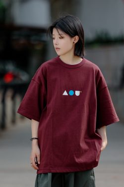 Japanese-Style Minimalist Couple Matching Printed Short-Sleeve T-Shirt for Men - Loose-Fitting Pure Cotton Casual Top