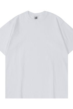 Japanese-Style Minimalist Heavyweight 250g Solid Color Short-Sleeve Men's T-Shirt - Loose Fit, Versatile Pure Cotton, Casual Wear