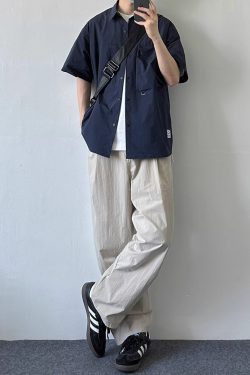 Japanese-Style Multi-Pocket Short Sleeve Shirt for Men and Women - Retro Loose Fit Casual Summer Workwear