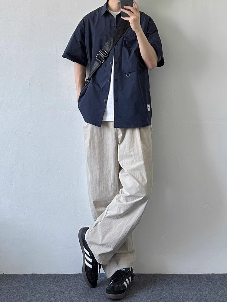 Japanese-Style Multi-Pocket Short Sleeve Shirt for Men and Women - Retro Loose Fit Casual Summer Workwear Japanese-Style Multi-Pocket Short Sleeve Shirt for Men and Women - Retro Loose Fit Casual Summer Workwear