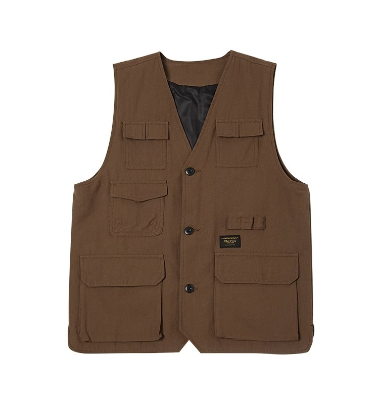 Japanese-Style Multi-Pocket Work Vest for Men - Retro Loose Sleeveless Functional Jacket, Urban Layered Fashion Japanese-Style Multi-Pocket Work Vest for Men - Retro Loose Sleeveless Functional Jacket, Urban Layered Fashion