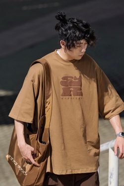 Japanese-Style Printed Short-Sleeve T-Shirt for Men - Casual Loose Round Neck Summer Tee