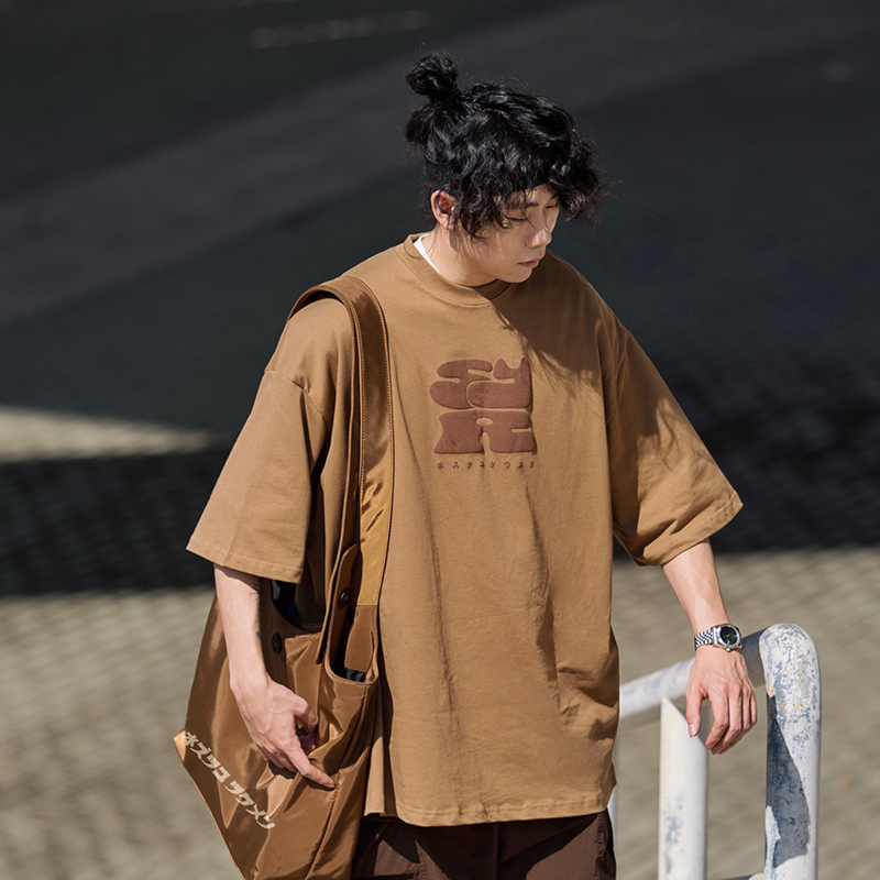Japanese-Style Printed Short-Sleeve T-Shirt for Men - Casual Loose Round Neck Summer Tee Japanese-Style Printed Short-Sleeve T-Shirt for Men - Casual Loose Round Neck Summer Tee
