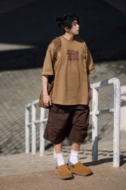 Japanese-Style Printed Short-Sleeve T-Shirt for Men - Casual Loose Round Neck Summer Tee