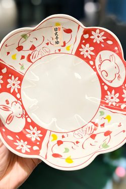 Japanese-Style Rabbit Ceramic Rice Bowl Set - 4.5-Inch Underglaze Ramen Hat Tableware for New Year Gift