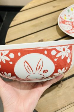 Japanese-Style Rabbit Ceramic Rice Bowl Set - 4.5-Inch Underglaze Ramen Hat Tableware for New Year Gift