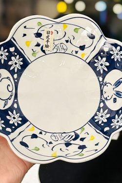 Japanese-Style Rabbit Ceramic Rice Bowl Set - 4.5-Inch Underglaze Ramen Hat Tableware for New Year Gift