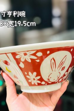Japanese-Style Rabbit Ceramic Rice Bowl Set - 4.5-Inch Underglaze Ramen Hat Tableware for New Year Gift