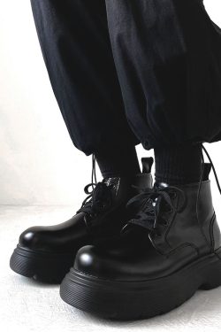 Japanese-Style Retro Big-Head Martin Boots for Men - Trendy British Thick-Soled Mid-Top Work Shoes