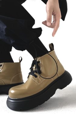 Japanese-Style Retro Big-Head Martin Boots for Men - Trendy British Thick-Soled Mid-Top Work Shoes