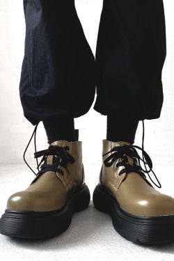 Japanese-Style Retro Big-Head Martin Boots for Men - Trendy British Thick-Soled Mid-Top Work Shoes