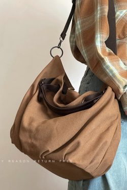 Japanese-Style Retro Canvas Bag - Large Capacity Multifunctional Shoulder Crossbody Tote for Students and Commuters