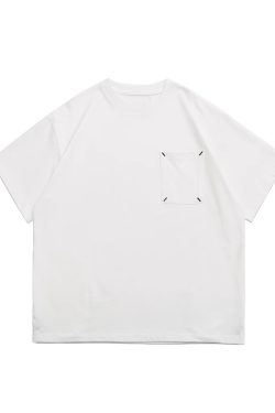 Japanese-Style Retro Cityboy Pocket Short-Sleeve T-Shirt for Men and Women - Summer Loose Casual Half-Sleeve Top