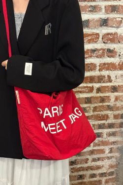 Japanese-Style Retro Double-Sided Color-Block Canvas Tote Bag - Large Capacity Commuter Shoulder Crossbody Bag for Students