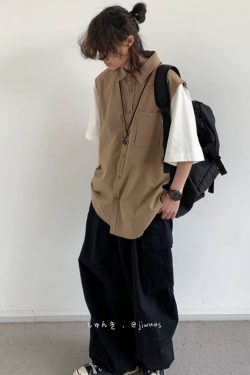 Japanese-Style Retro Fake Two-Piece Short Sleeve Shirt for Men and Women - Summer Loose Youth Couple Trendy Top