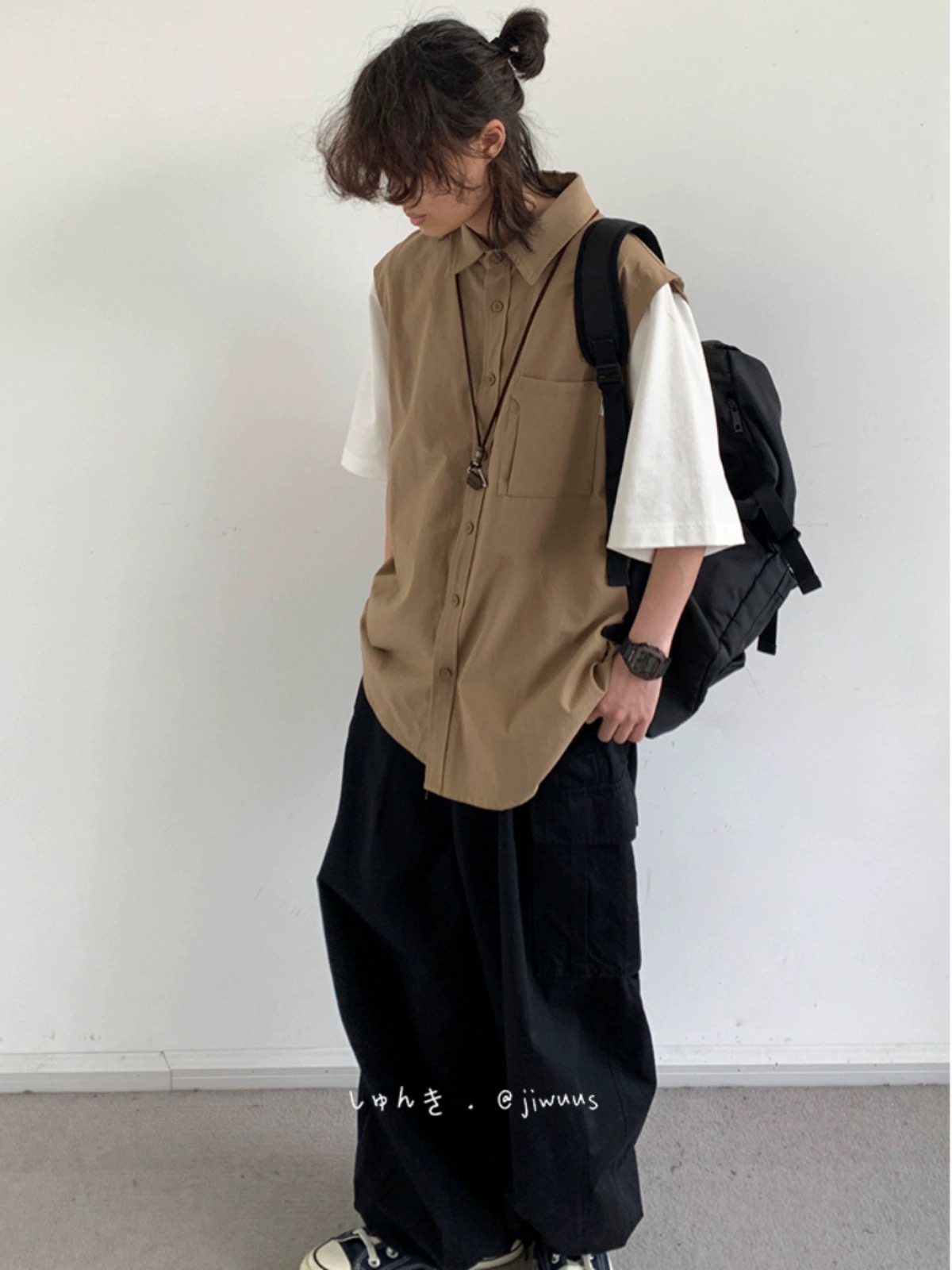 Japanese-Style Retro Fake Two-Piece Short Sleeve Shirt for Men and Women - Summer Loose Youth Couple Trendy Top Japanese-Style Retro Fake Two-Piece Short Sleeve Shirt for Men and Women - Summer Loose Youth Couple Trendy Top