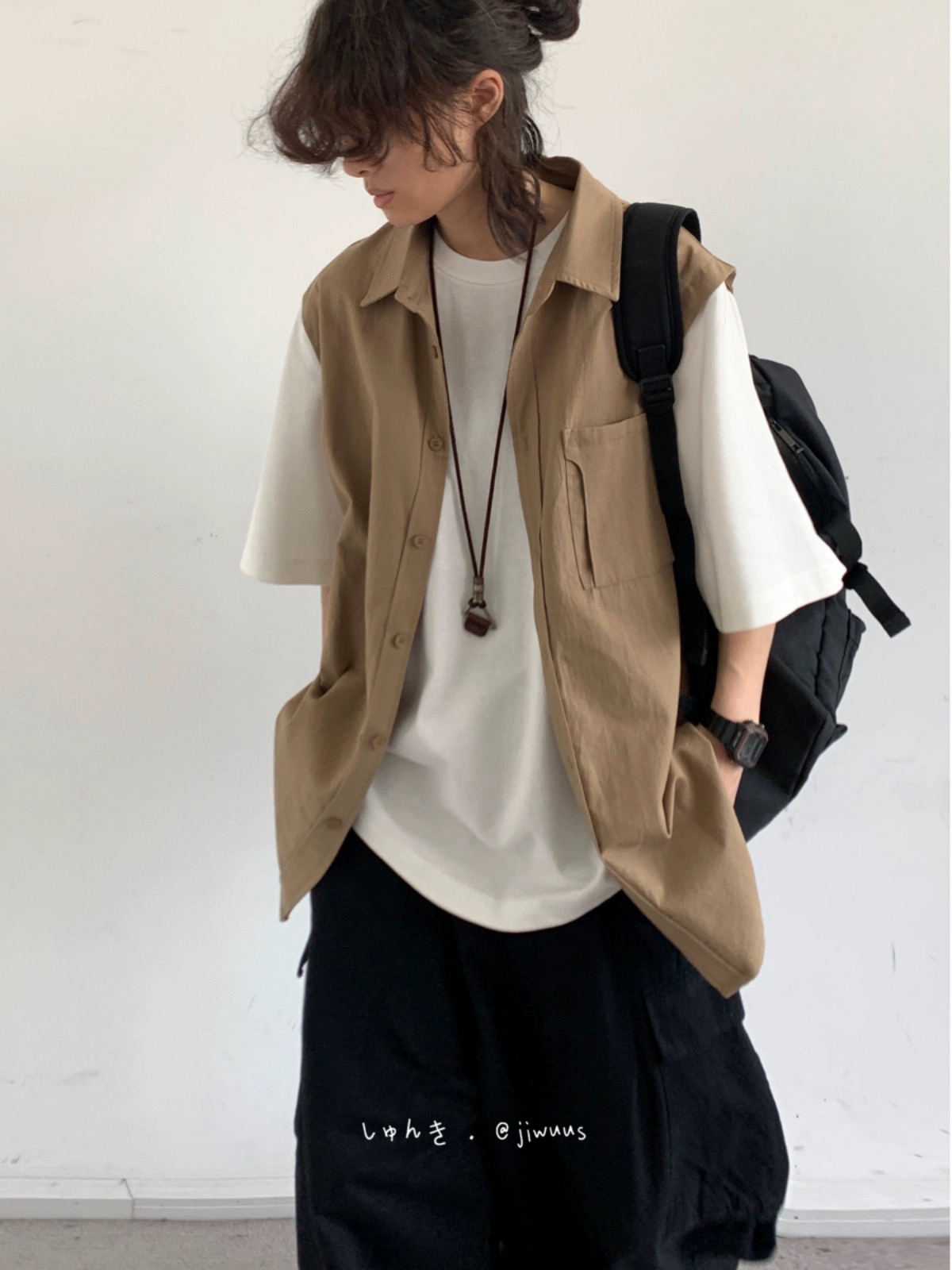 Japanese-Style Retro Fake Two-Piece Short Sleeve Shirt for Men and Women - Summer Loose Youth Couple Trendy Top Japanese-Style Retro Fake Two-Piece Short Sleeve Shirt for Men and Women - Summer Loose Youth Couple Trendy Top