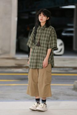 Japanese-Style Retro Loose Pocket Work Pants for Men and Women, Summer Street Fashion Casual Wide-Leg Cropped Trousers