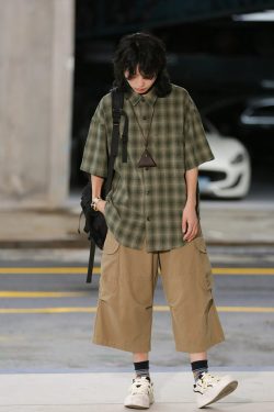 Japanese-Style Retro Loose Pocket Work Pants for Men and Women, Summer Street Fashion Casual Wide-Leg Cropped Trousers