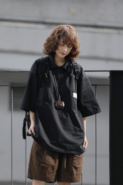 Japanese-Style Retro Loose Polo Shirt for Men and Women - Unisex Casual Short Sleeve T-Shirt, Summer City Boy Trend