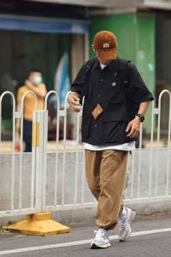 Japanese-Style Retro Multi-Pocket Short Sleeve Shirt Jacket for Men - Summer Casual Loose Fit Trendy Workwear