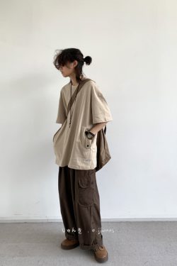 Japanese-Style Retro Pocket Short Sleeve T-Shirt for Men and Women - Loose Casual Versatile Summer Tee