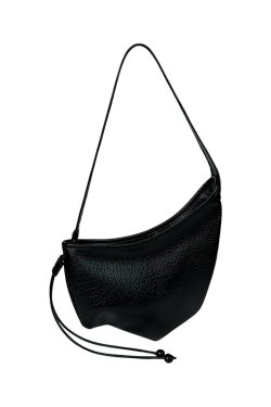 Japanese-Style Retro Soft Leather Horn Bag for Women, Niche Lazy Dumpling Shoulder Crossbody Bag with Large Capacity