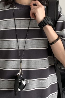 Japanese-Style Retro Striped Round Neck Short Sleeve T-Shirt for Summer, Unisex Loose College Style Half-Sleeve Top