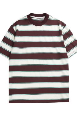 Japanese-Style Retro Striped Round Neck Short Sleeve T-Shirt for Summer, Unisex Loose College Style Half-Sleeve Top