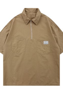 Japanese-Style Retro Summer Short-Sleeve Unisex Polo Shirt - Loose Fit City Boy Half-Sleeve Top