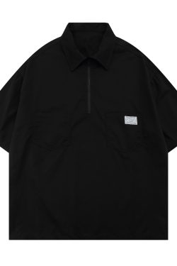 Japanese-Style Retro Summer Short-Sleeve Unisex Polo Shirt - Loose Fit City Boy Half-Sleeve Top