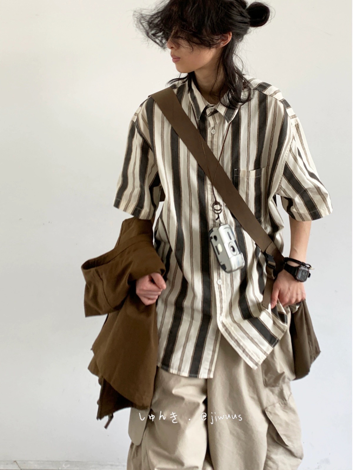 Japanese-Style Retro Vertical Striped Short Sleeve Shirt - Vintage Loose Casual Couple Top for Summer Trend Japanese-Style Retro Vertical Striped Short Sleeve Shirt - Vintage Loose Casual Couple Top for Summer Trend