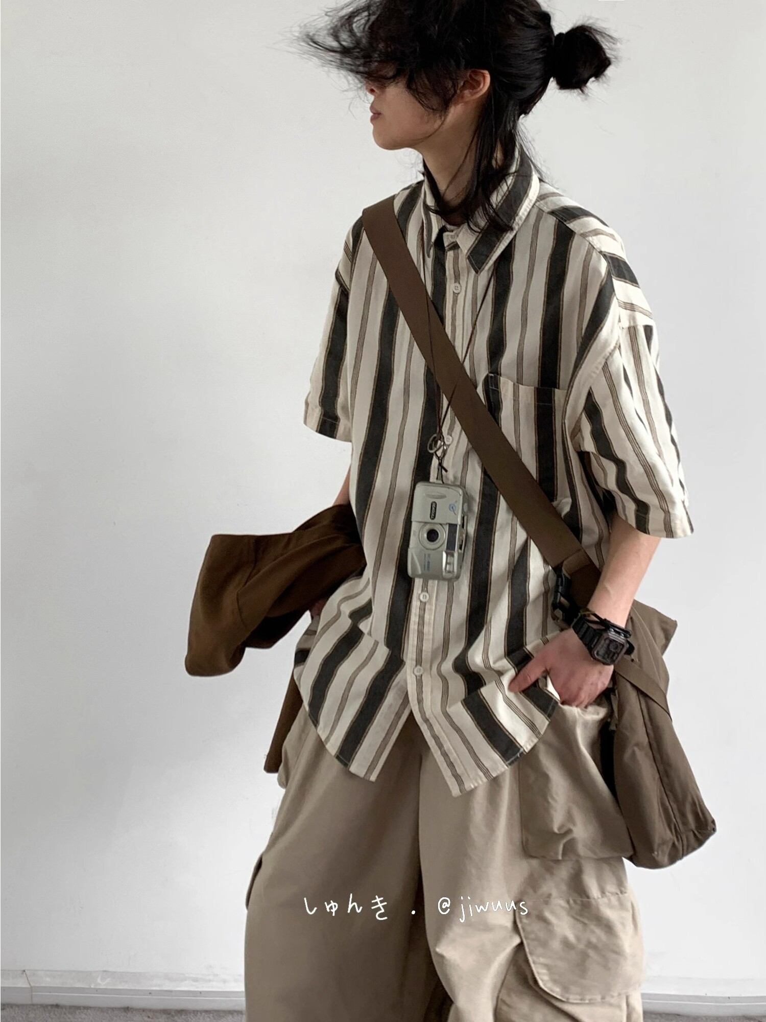 Japanese-Style Retro Vertical Striped Short Sleeve Shirt - Vintage Loose Casual Couple Top for Summer Trend Japanese-Style Retro Vertical Striped Short Sleeve Shirt - Vintage Loose Casual Couple Top for Summer Trend