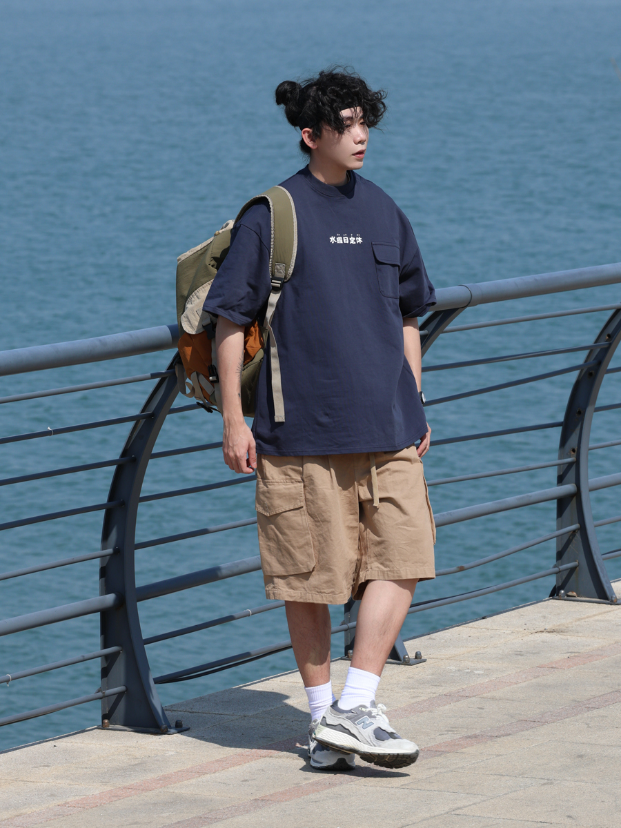 Japanese-Style Round Neck Printed Short Sleeve T-Shirt for Men - Casual 2025 Summer Couple Tee, Y2K Fashion Japanese-Style Round Neck Printed Short Sleeve T-Shirt for Men - Casual 2025 Summer Couple Tee, Y2K Fashion