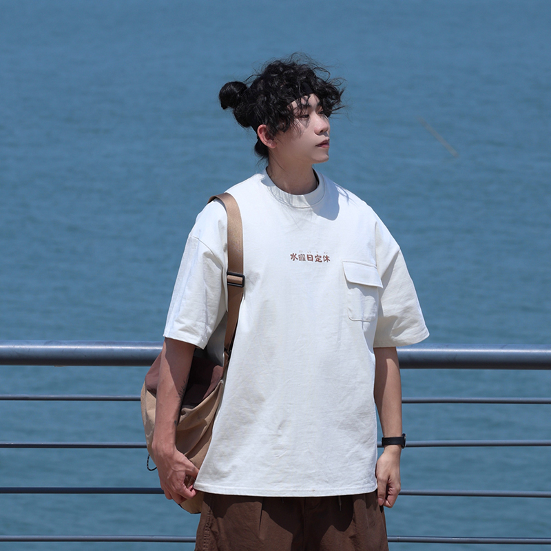 Japanese-Style Round Neck Printed Short Sleeve T-Shirt for Men - Casual 2025 Summer Couple Tee, Y2K Fashion Japanese-Style Round Neck Printed Short Sleeve T-Shirt for Men - Casual 2025 Summer Couple Tee, Y2K Fashion