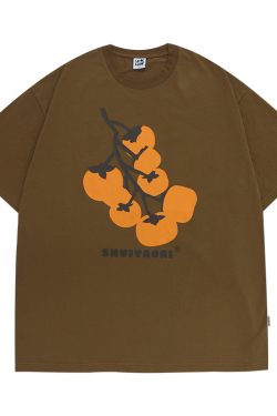 Japanese-Style Short-Sleeve T-Shirt for Men and Women - Casual Heavyweight Couple Top, Trendy Kaki Kaki Ruyi Design