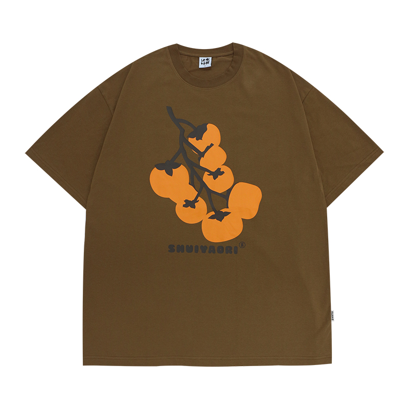 Japanese-Style Short-Sleeve T-Shirt for Men and Women - Casual Heavyweight Couple Top, Trendy Kaki Kaki Ruyi Design Japanese-Style Short-Sleeve T-Shirt for Men and Women - Casual Heavyweight Couple Top, Trendy Kaki Kaki Ruyi Design