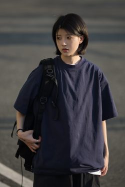 Japanese-Style Summer Solid Color Short Sleeve T-Shirt for Men - Casual Trendy 2025 Model, Versatile Fashion Essential