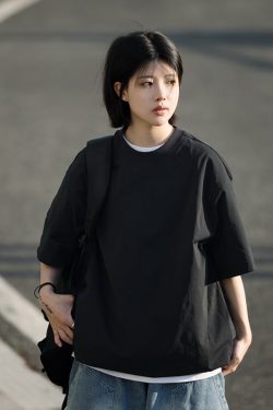 Japanese-Style Summer Solid Color Short Sleeve T-Shirt for Men - Casual Trendy 2025 Model, Versatile Fashion Essential