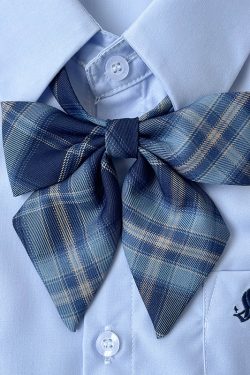 JK Uniform Pudding Bear Flat Angle Bow Tie Dress in Sea Night - Cute Kawaii Style Fashion for Trendy Outfits