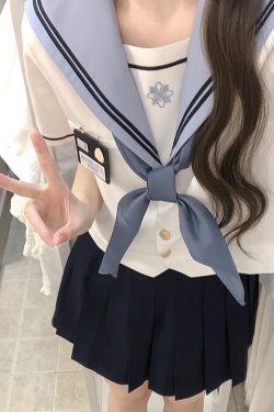 JK Uniform Sailor Suit Set with Short Sleeve Top and Pleated Skirt - Summer Fashion Inspired by Y2K and Korean Style