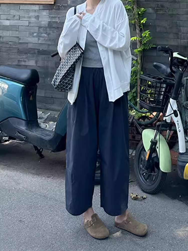 Khaki Japanese-Style Plus-Size Women's Balloon Casual Pants - Summer Lightweight Nine-Point Harem Trousers Khaki Japanese-Style Plus-Size Women's Balloon Casual Pants - Summer Lightweight Nine-Point Harem Trousers