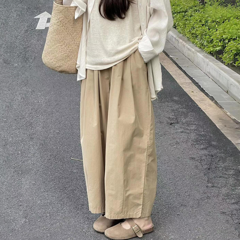 Khaki Japanese-Style Plus-Size Women's Balloon Casual Pants - Summer Lightweight Nine-Point Harem Trousers Khaki Japanese-Style Plus-Size Women's Balloon Casual Pants - Summer Lightweight Nine-Point Harem Trousers